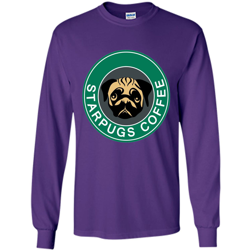 Starpugs Coffee T-shirt Pug Dog Lover T-shirt Purple