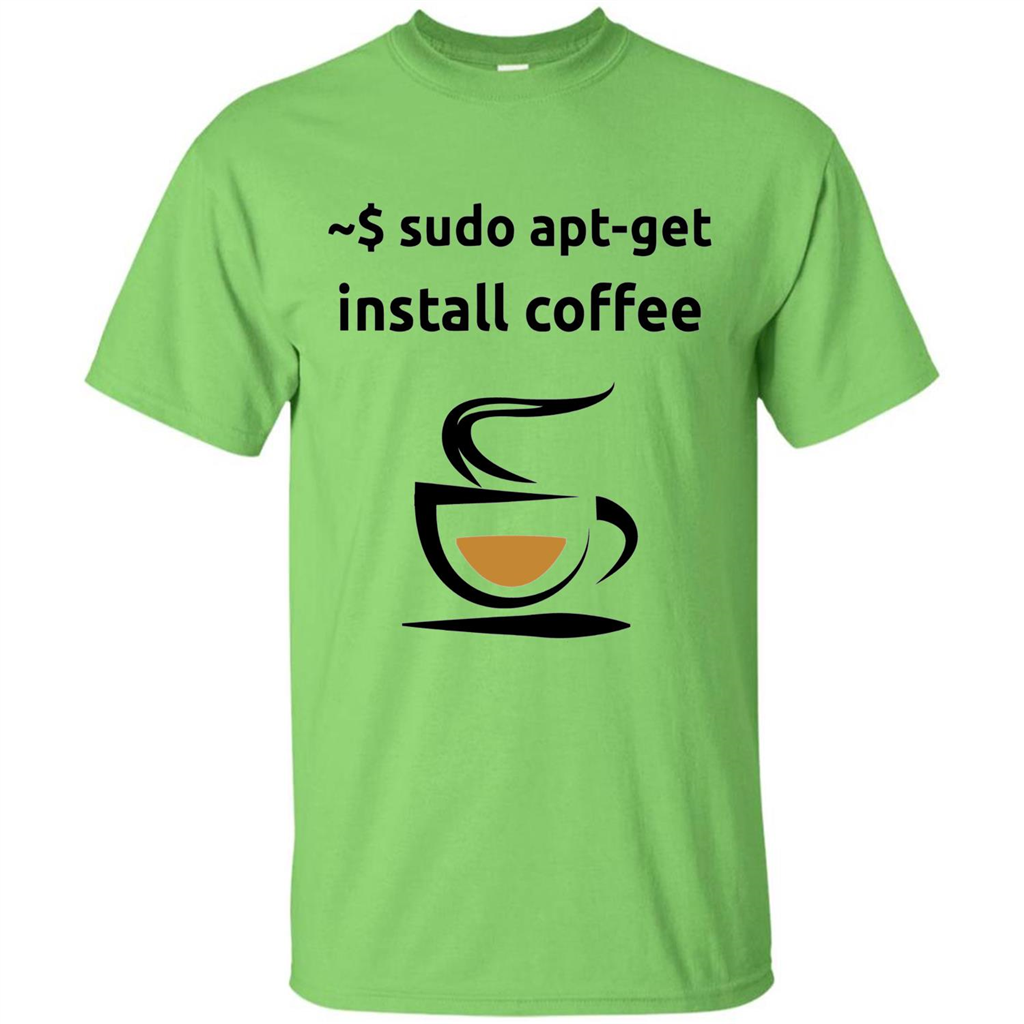 Sudo Apt-Get Install Coffee T-shirt Lime
