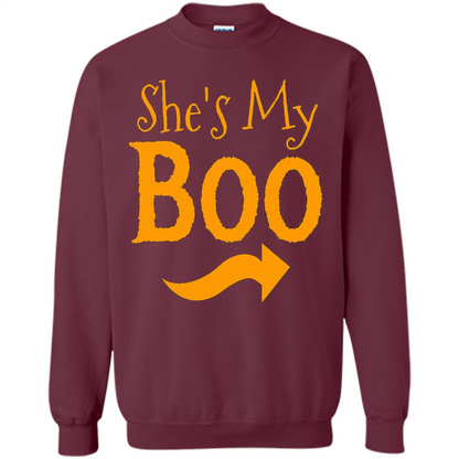 She's My Boo - Halloween Couples T-shirts For Him and Her Maroon