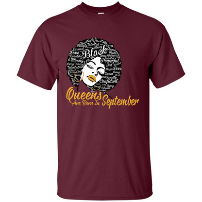Queen Are Born In September T-shirt Maroon