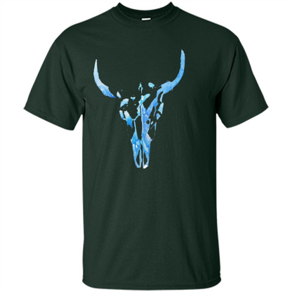 Watercolor Cow Skull T-Shirt Forest Green