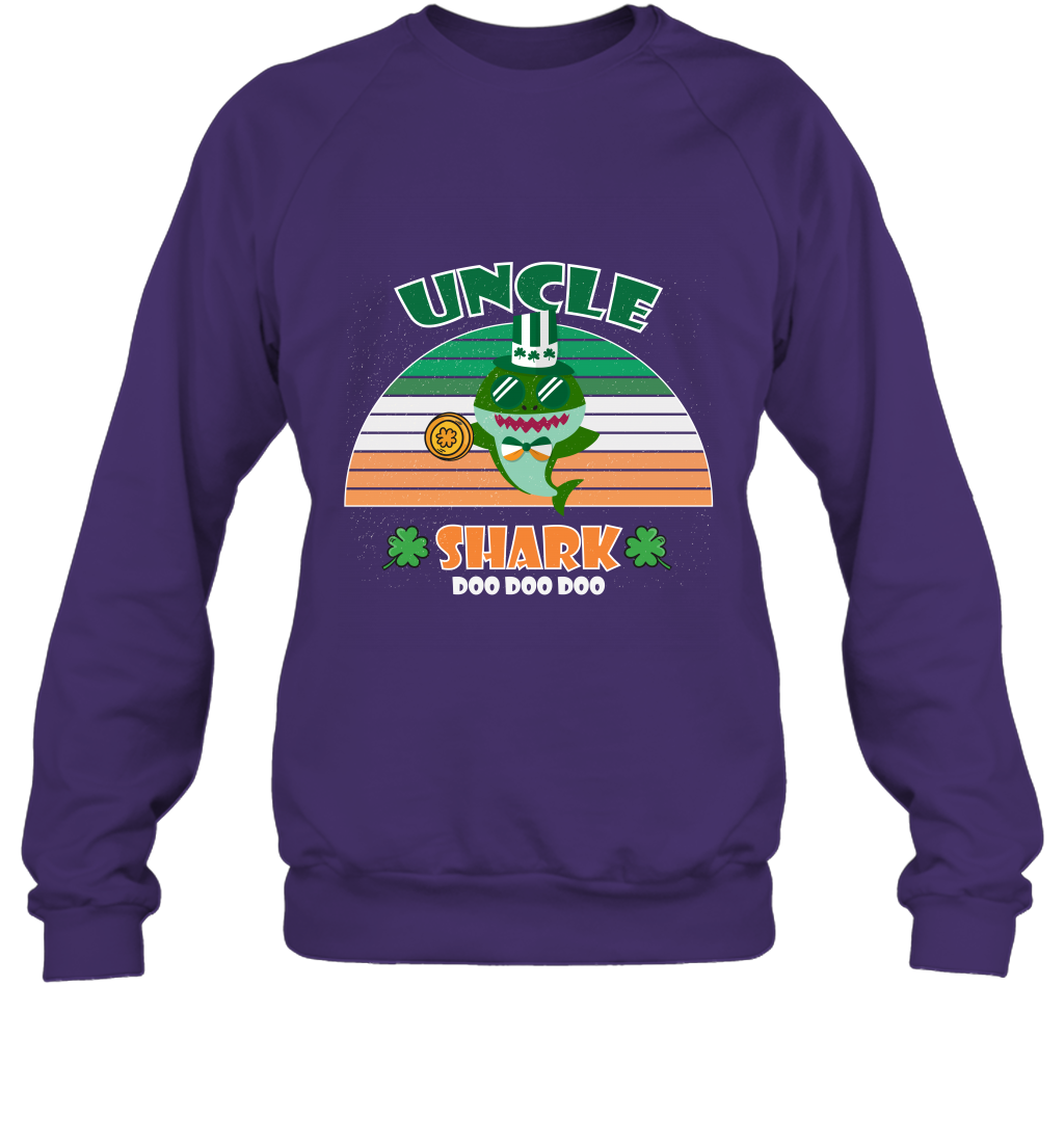 Irish Uncle Shark Saint Patricks Day Family Shirt Sweatshirt Purple