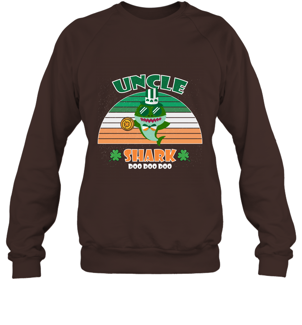 Irish Uncle Shark Saint Patricks Day Family Shirt Sweatshirt Dark Chocolate