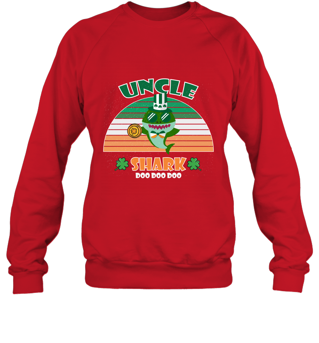 Irish Uncle Shark Saint Patricks Day Family Shirt Sweatshirt Red
