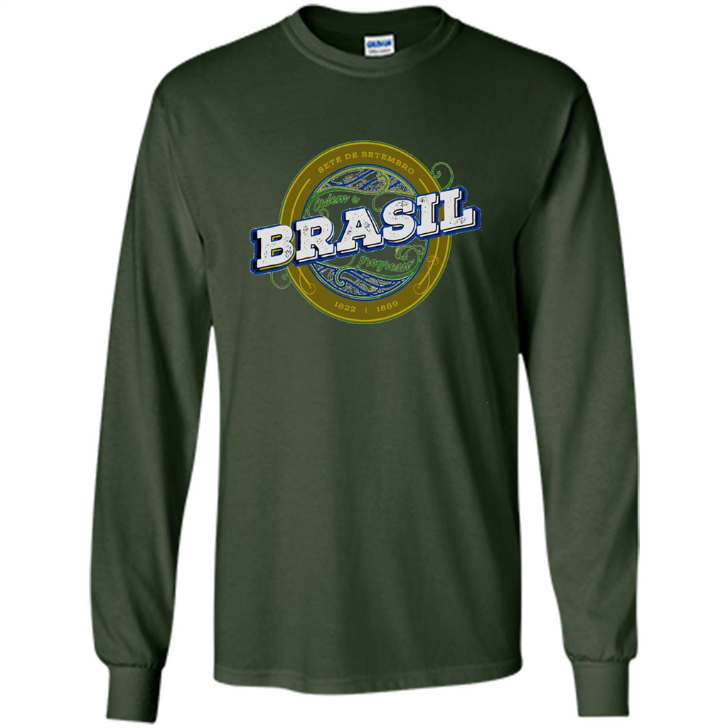 BRAZIL Brasil Independence Day Badge T-shirt Forest Green