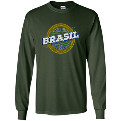 BRAZIL Brasil Independence Day Badge T-shirt Forest Green