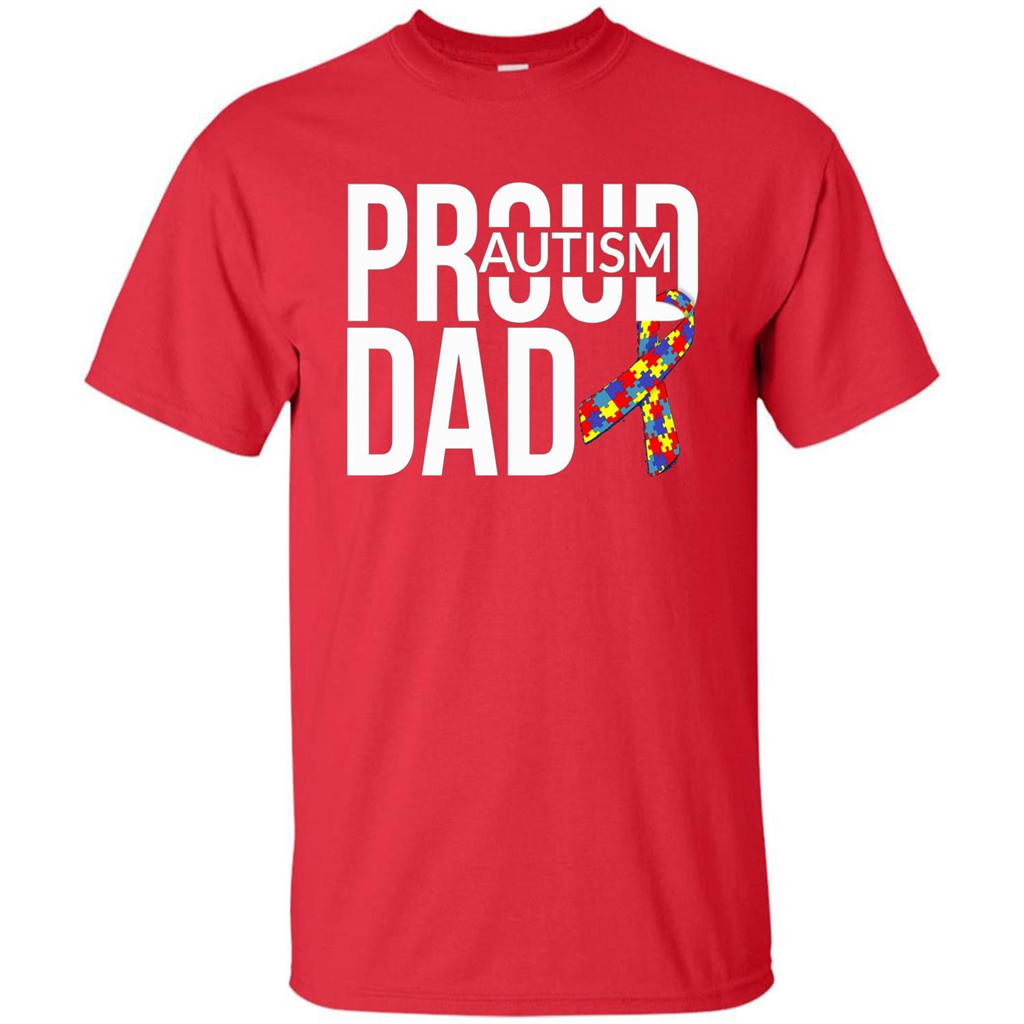 Proud Autism Dad T-shirt Autism Awareness Red