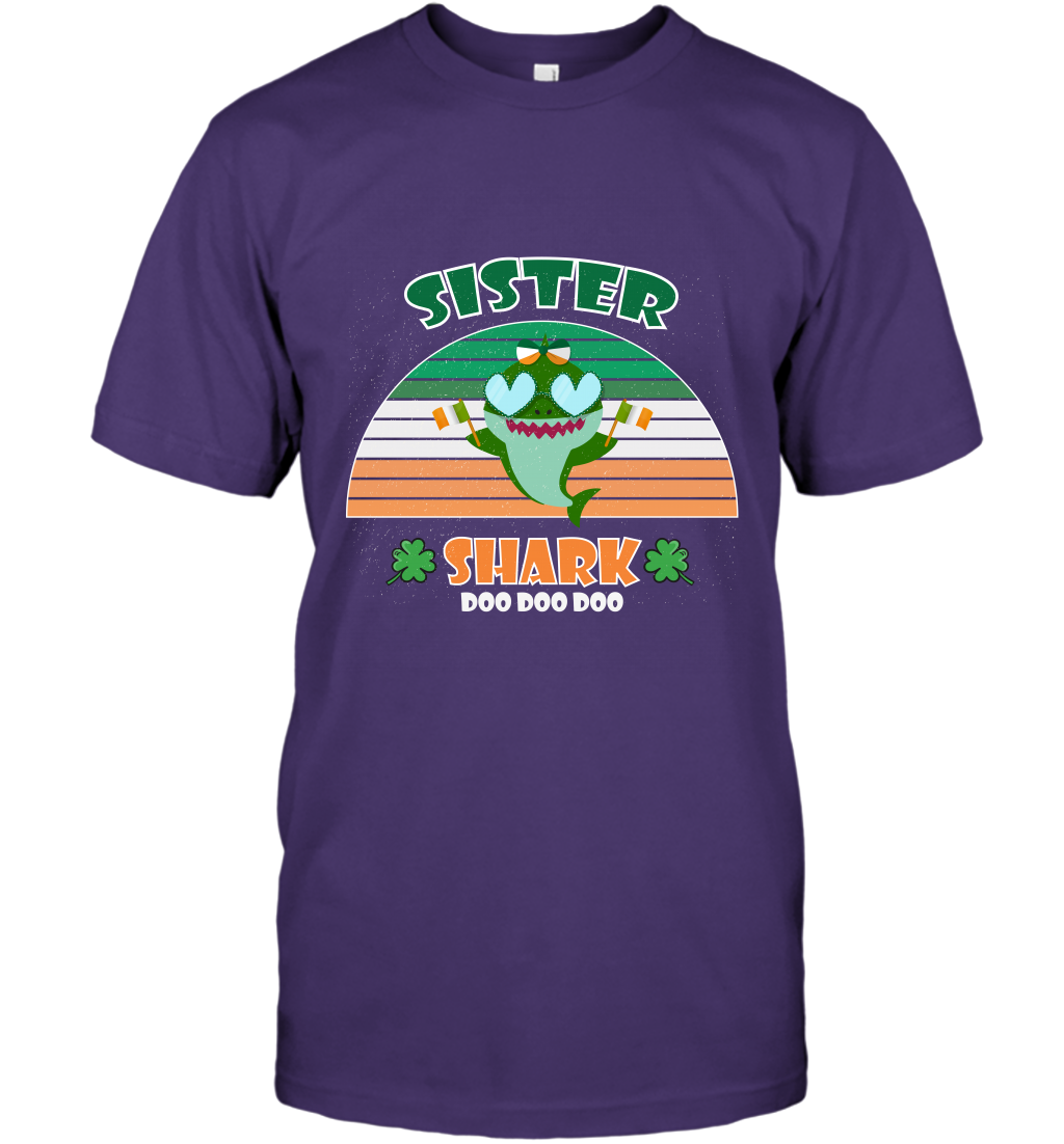 Irish Sister Shark Saint Patricks Day Family Shirt T-Shirt Purple