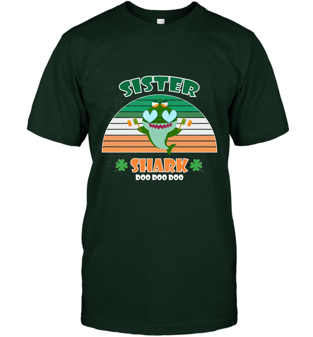 Irish Sister Shark Saint Patricks Day Family Shirt T-Shirt Forest Green