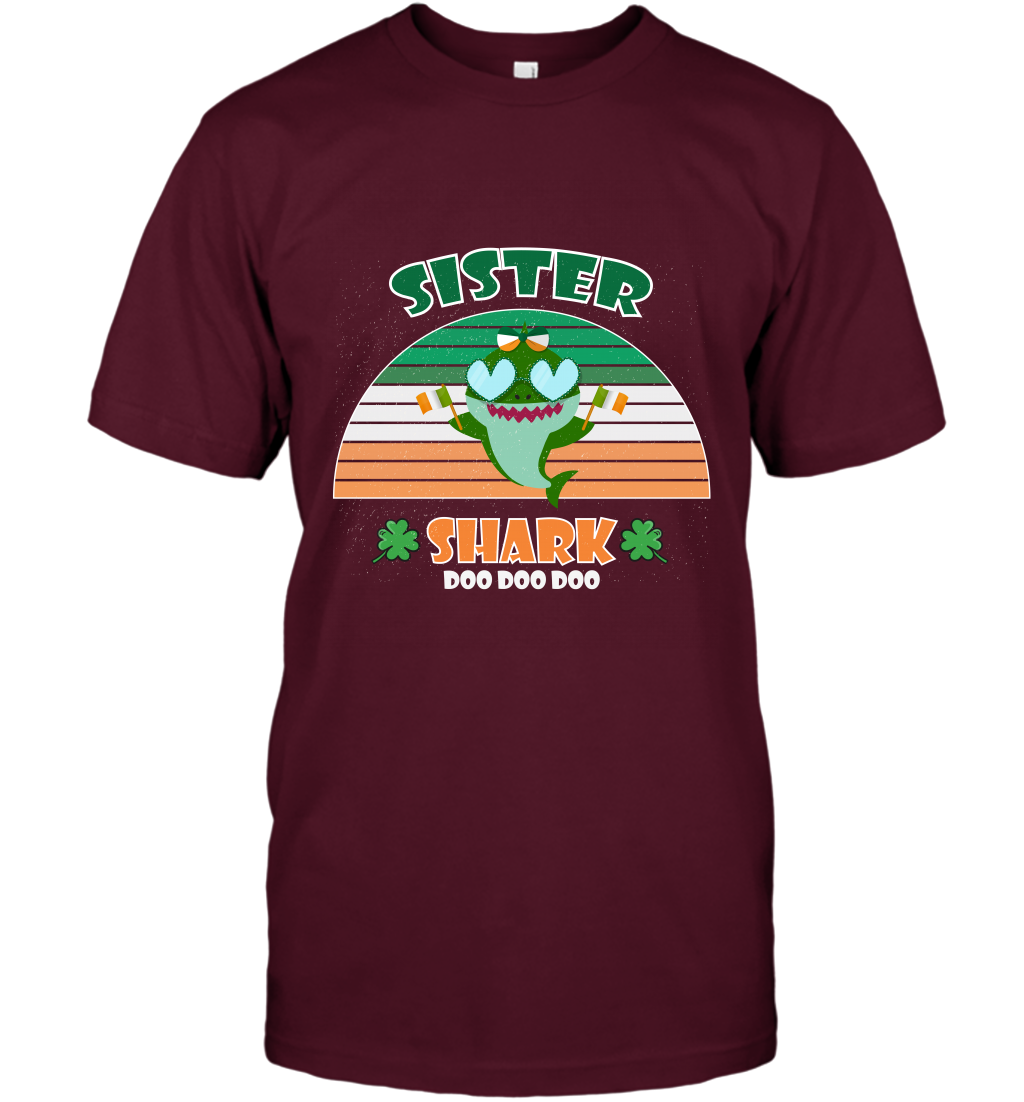 Irish Sister Shark Saint Patricks Day Family Shirt T-Shirt Maroon