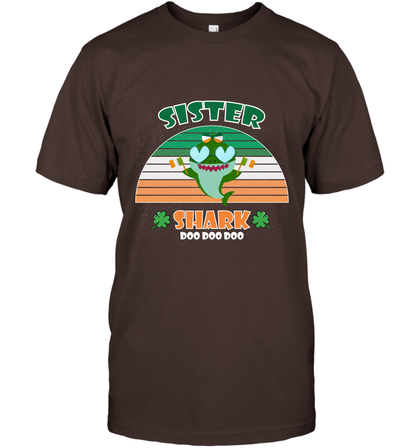 Irish Sister Shark Saint Patricks Day Family Shirt T-Shirt Dark Chocolate