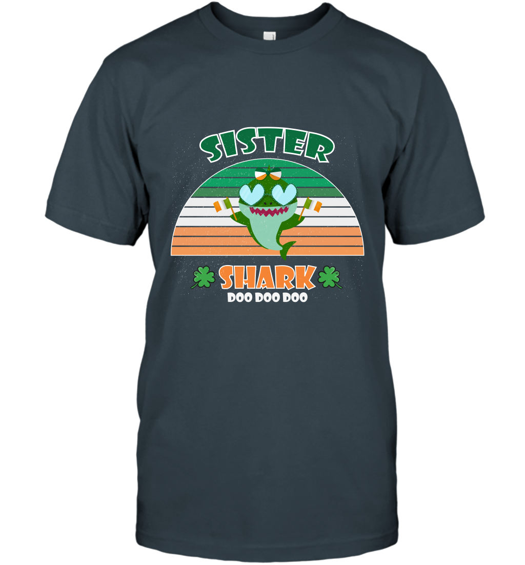 Irish Sister Shark Saint Patricks Day Family Shirt T-Shirt Charcoal