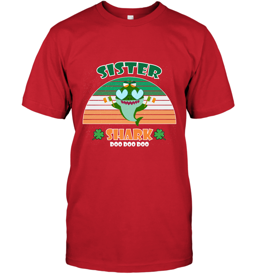 Irish Sister Shark Saint Patricks Day Family Shirt T-Shirt Red