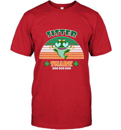 Irish Sister Shark Saint Patricks Day Family Shirt T-Shirt Red