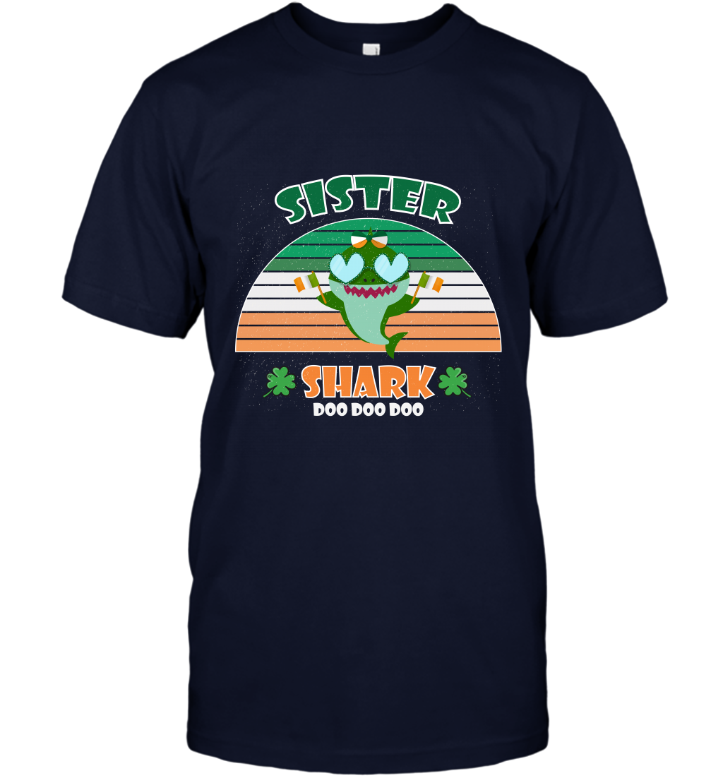 Irish Sister Shark Saint Patricks Day Family Shirt T-Shirt Navy