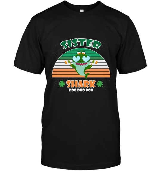 Irish Sister Shark Saint Patricks Day Family Shirt T-Shirt Black
