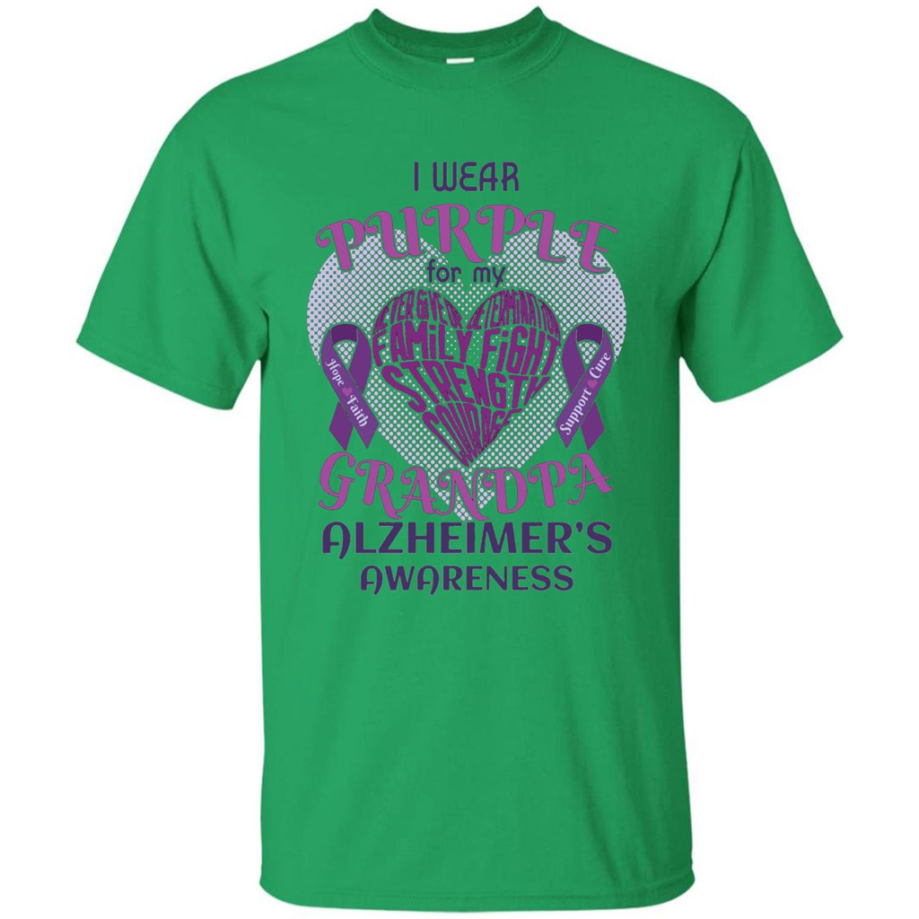 I Wear Purple For My Grandpa Alzheimer's Awareness T-Shirt Irish Green