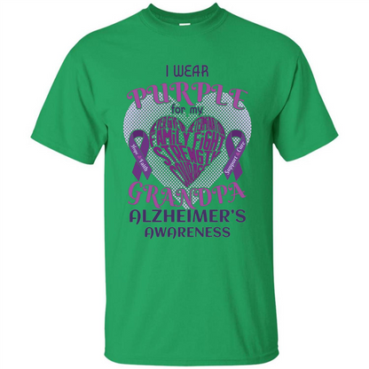 I Wear Purple For My Grandpa Alzheimer's Awareness T-Shirt Irish Green