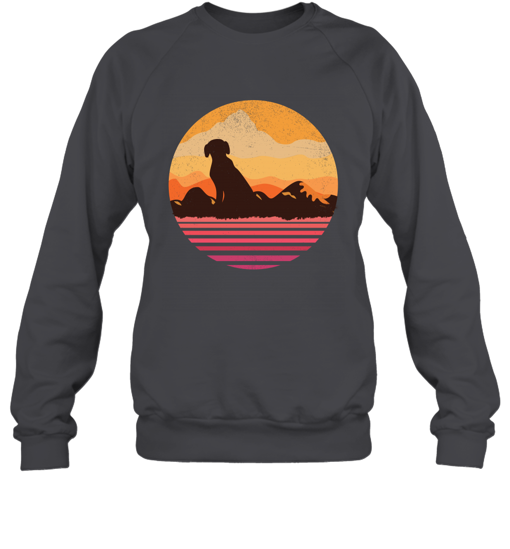 Dog In Sunset Vintage Shirt Sweatshirt Dark Heather