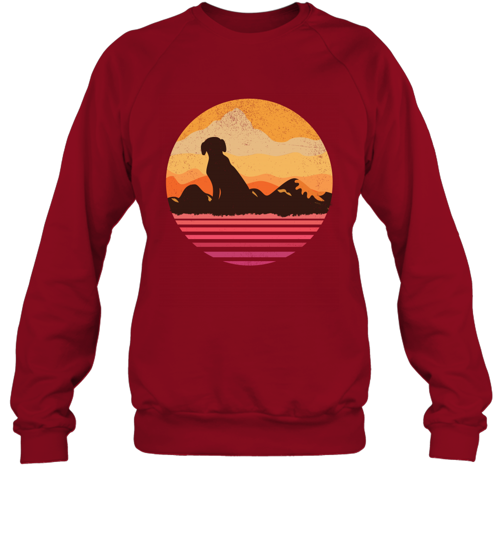 Dog In Sunset Vintage Shirt Sweatshirt Cardinal Red