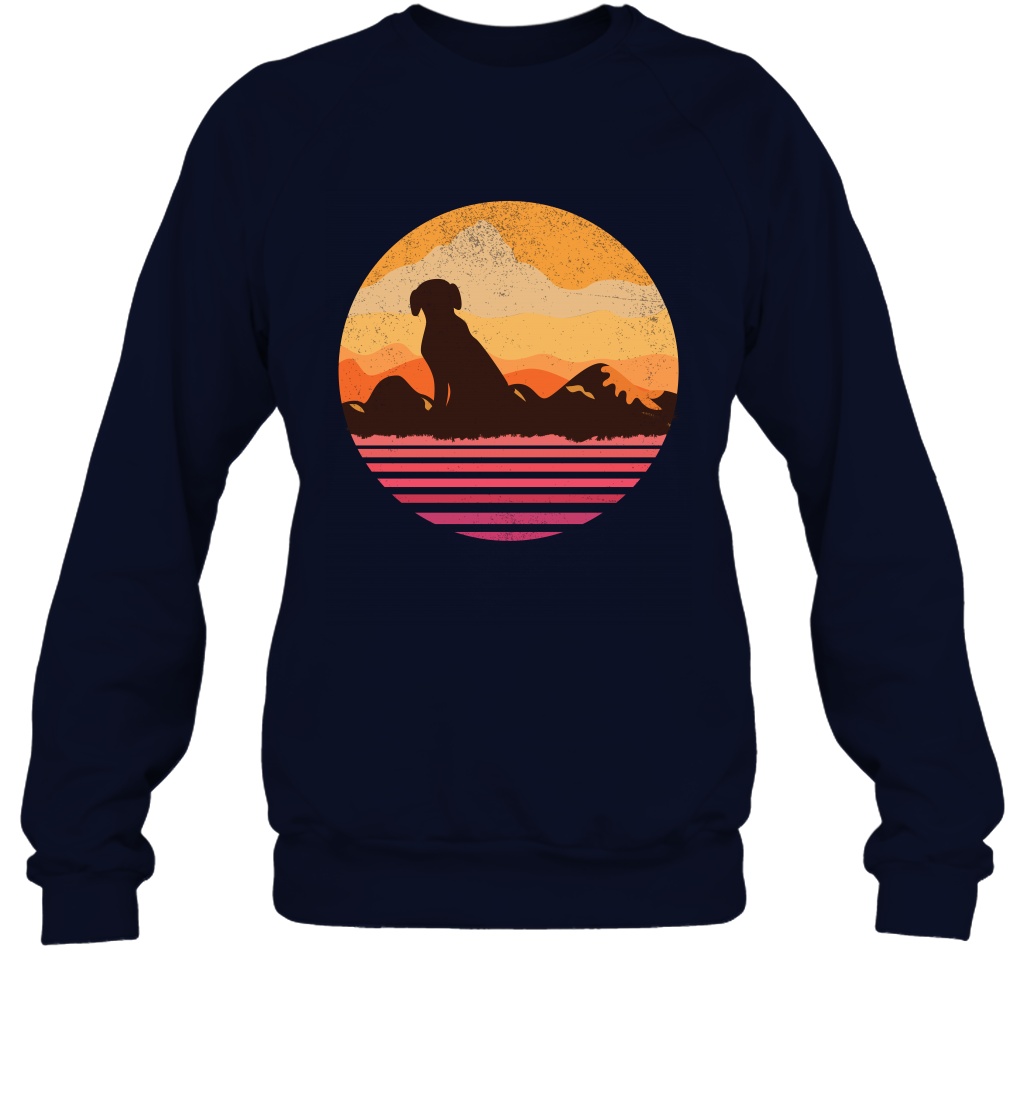 Dog In Sunset Vintage Shirt Sweatshirt Navy