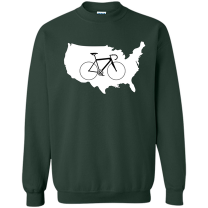 Bicycle America T-shirt USA States Road Bike Forest Green