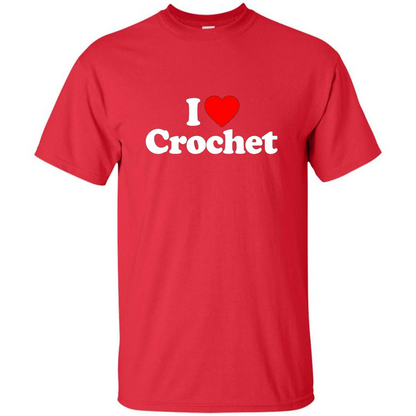 I Love Heart Crochet T-shirt Red