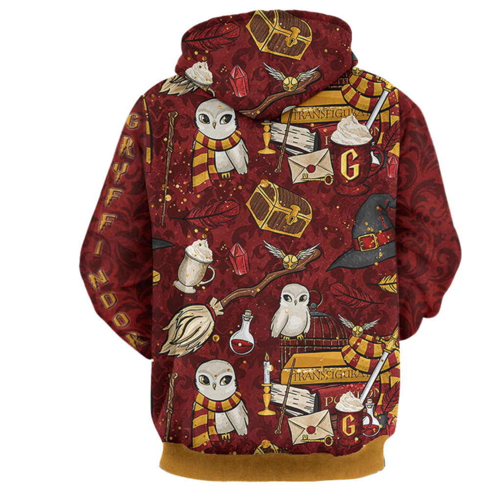 Hogwarts Gryffindor House Pattern Harry Potter 3D Hoodie