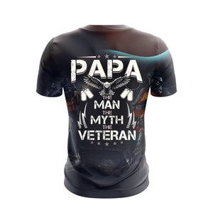 Papa - The Man The Myth The Veteran Unisex 3D T-shirt