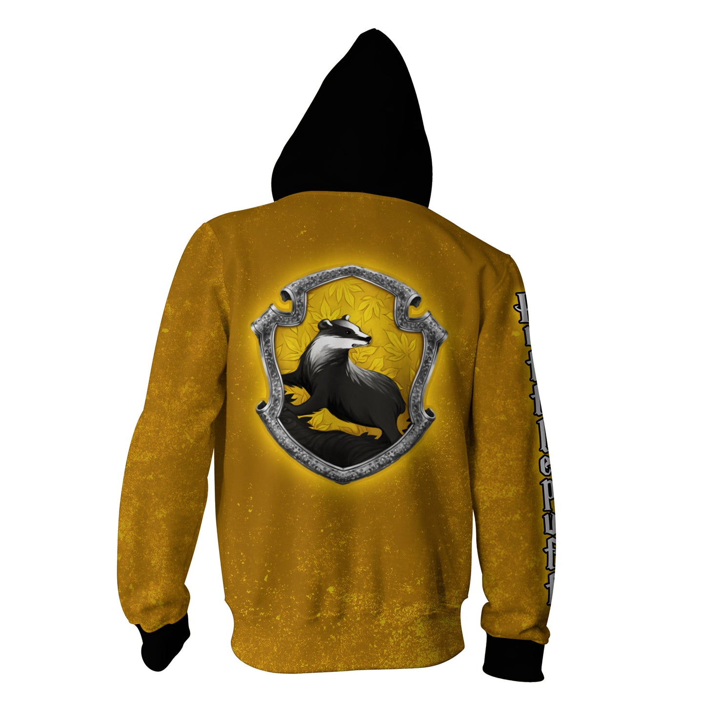 Hufflepuff Logo Harry Potter (Black Hood) Zip Up Hoodie