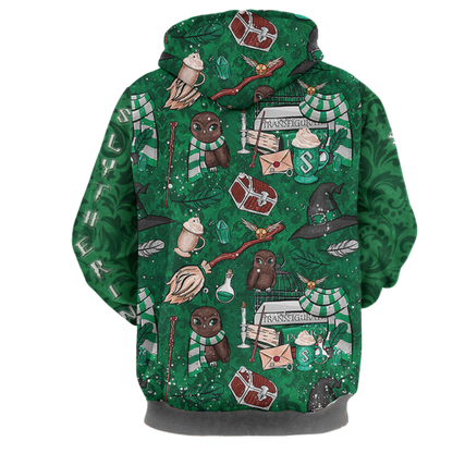 Hogwarts Slytherin House Pattern Harry Potter 3D Hoodie