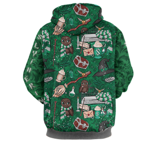 Hogwarts Slytherin House Pattern Harry Potter 3D Hoodie