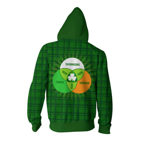 Irish - Shenanigans Sarcasm Temper St.Patrick's Day Zip Up Hoodie