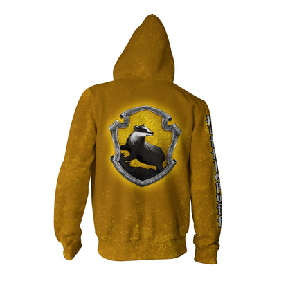 Hufflepuff Logo (Harry Potter) 3D Zip Up Hoodie