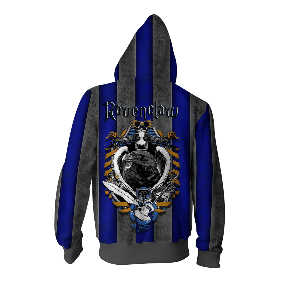 Striped Ravenclaw Harry Potter Zip Up Hoodie