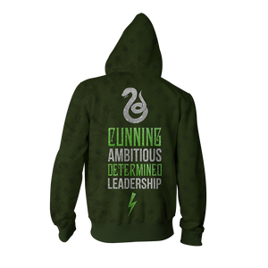 Cunning Ambitious Determined Leadership Slytherin Harry Potter Zip Up Hoodie