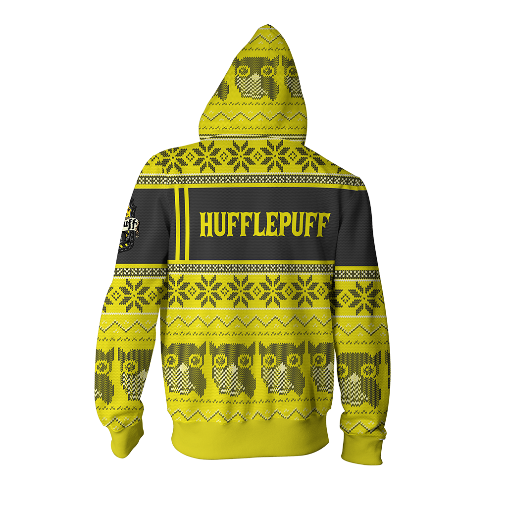Hufflepuff Harry Potter Ugly Christmas Zip Up Hoodie