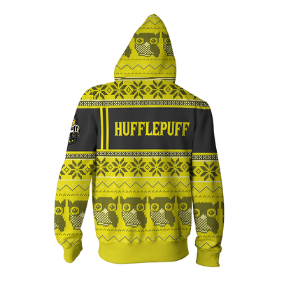 Hufflepuff Harry Potter Ugly Christmas Zip Up Hoodie