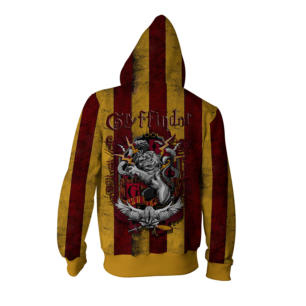 Striped Gryffindor Harry Potter Zip Up Hoodie