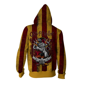 Striped Gryffindor Harry Potter Zip Up Hoodie