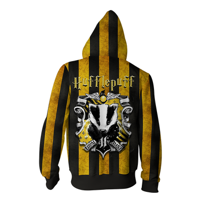 Striped Hufflepuff Harry Potter Zip Up Hoodie