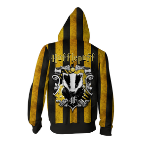 Striped Hufflepuff Harry Potter Zip Up Hoodie