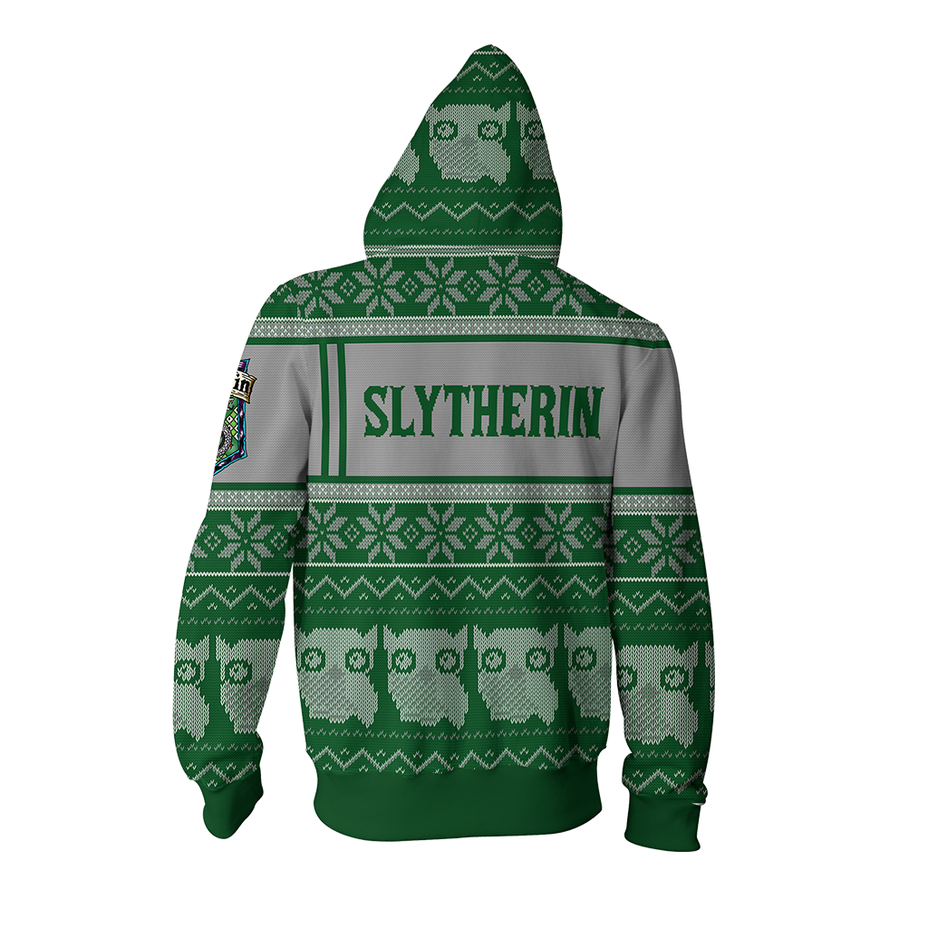 Slytherin Harry Potter Ugly Christmas Zip Up Hoodie