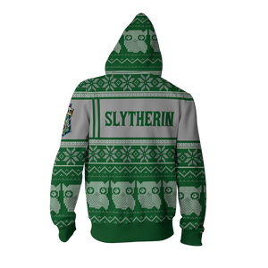 Slytherin Harry Potter Ugly Christmas Zip Up Hoodie
