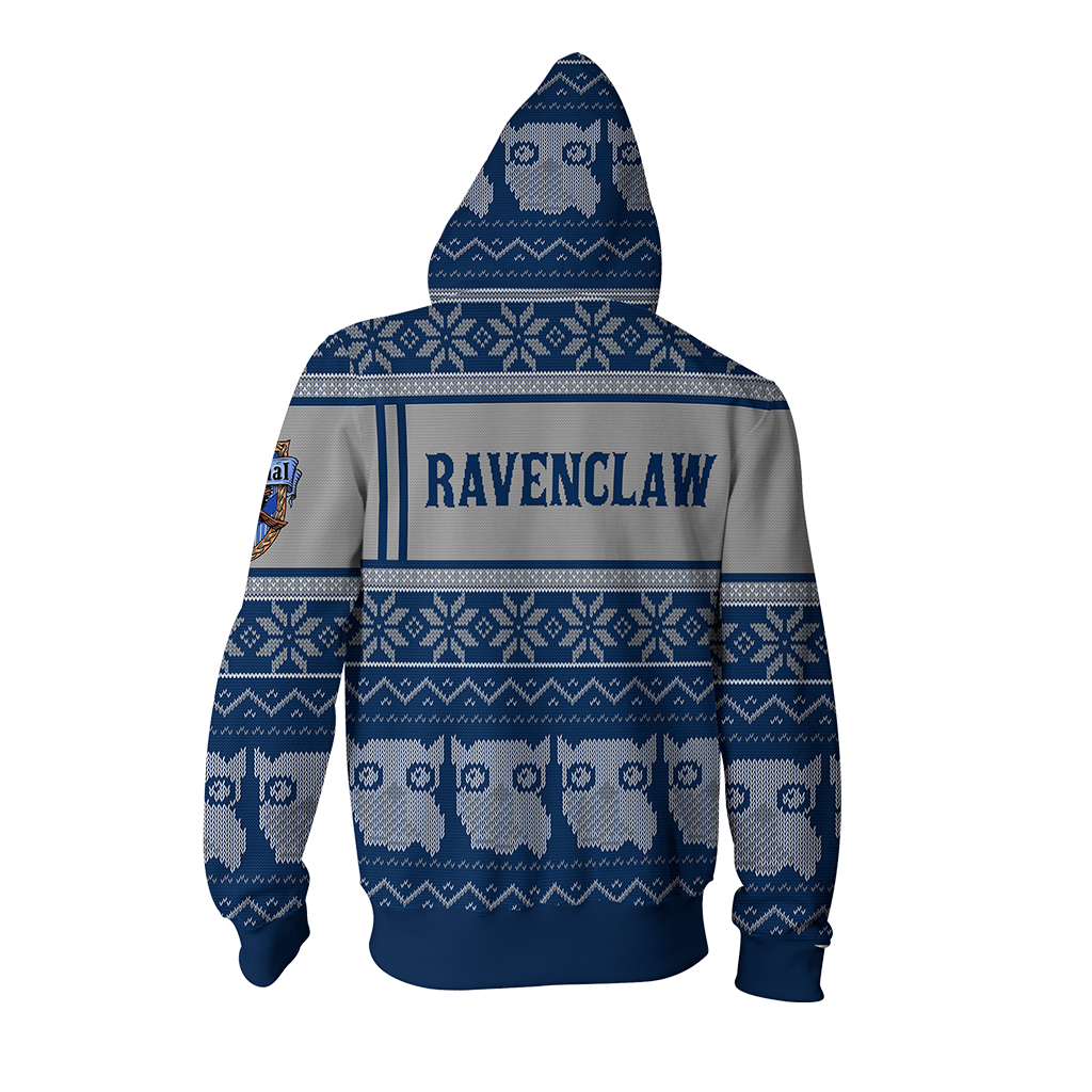 Ravenclaw Harry Potter Ugly Christmas Zip Up Hoodie