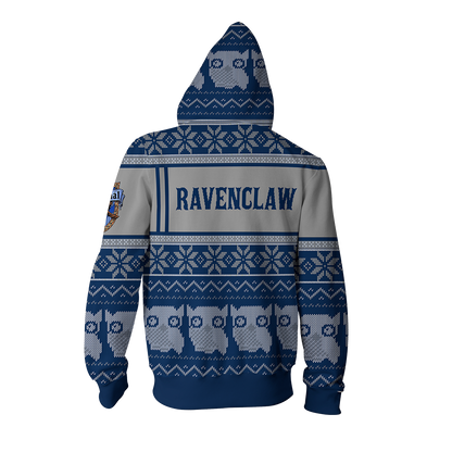 Ravenclaw Harry Potter Ugly Christmas Zip Up Hoodie