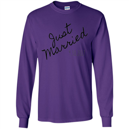 Just Married Honeymoon September 30 2017 Wedding T-Shirt Purple