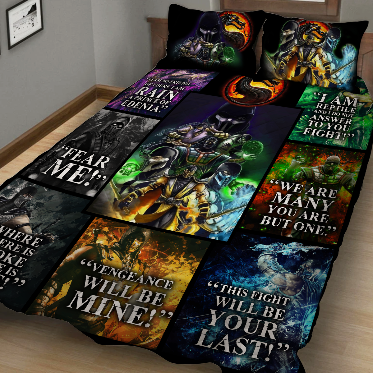 Mortal Kombat Ninja Quotes 3D Quilt Bed Set Quilt Set