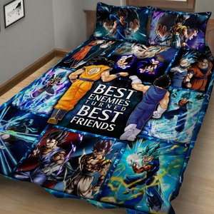 Dragon Ball Goku Vegeta Friendship And Gogeta Vegito Fushion 3D Quilt Bed Set Quilt Set Twin (150x180CM) 