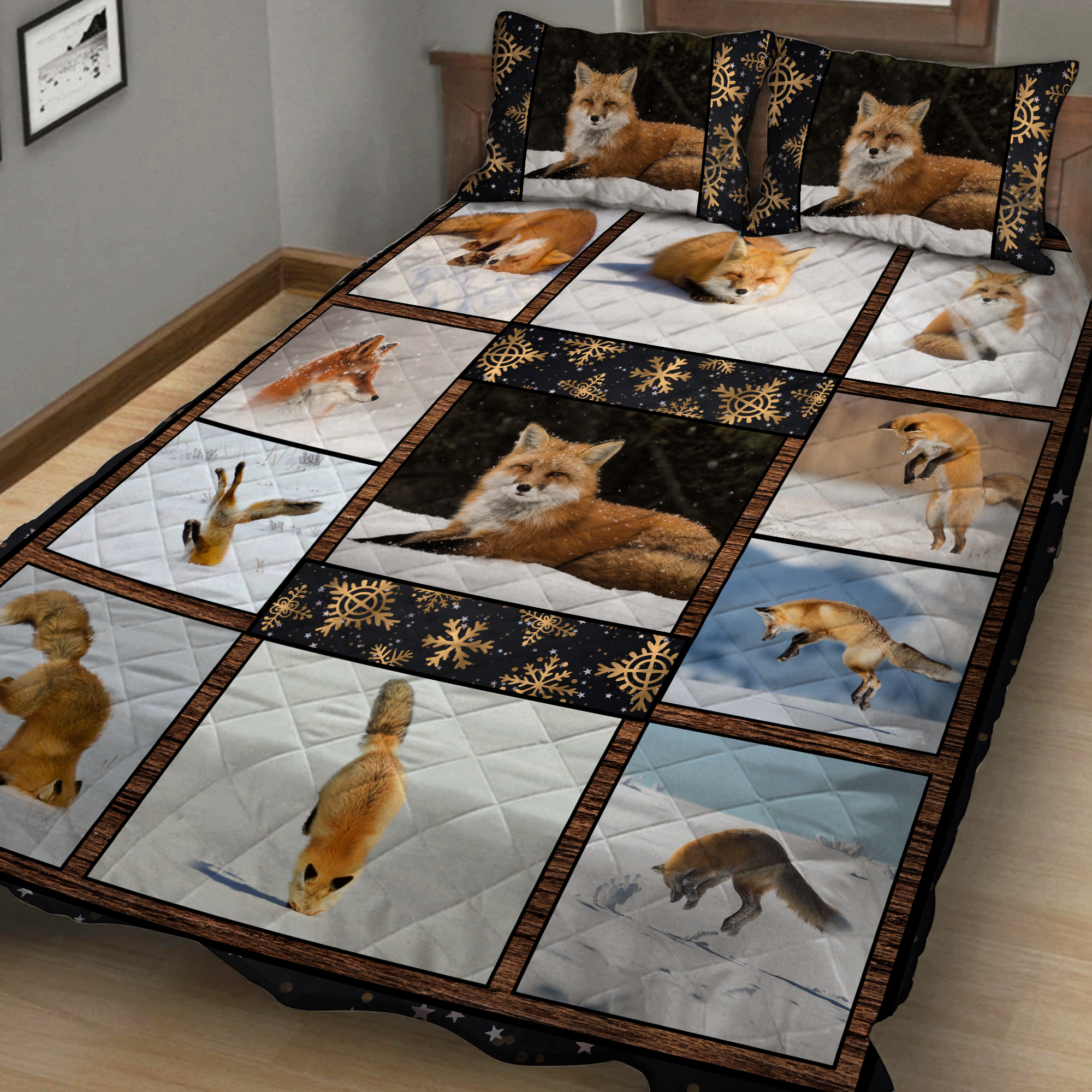 Fox In The Snow Quilt Bed Set